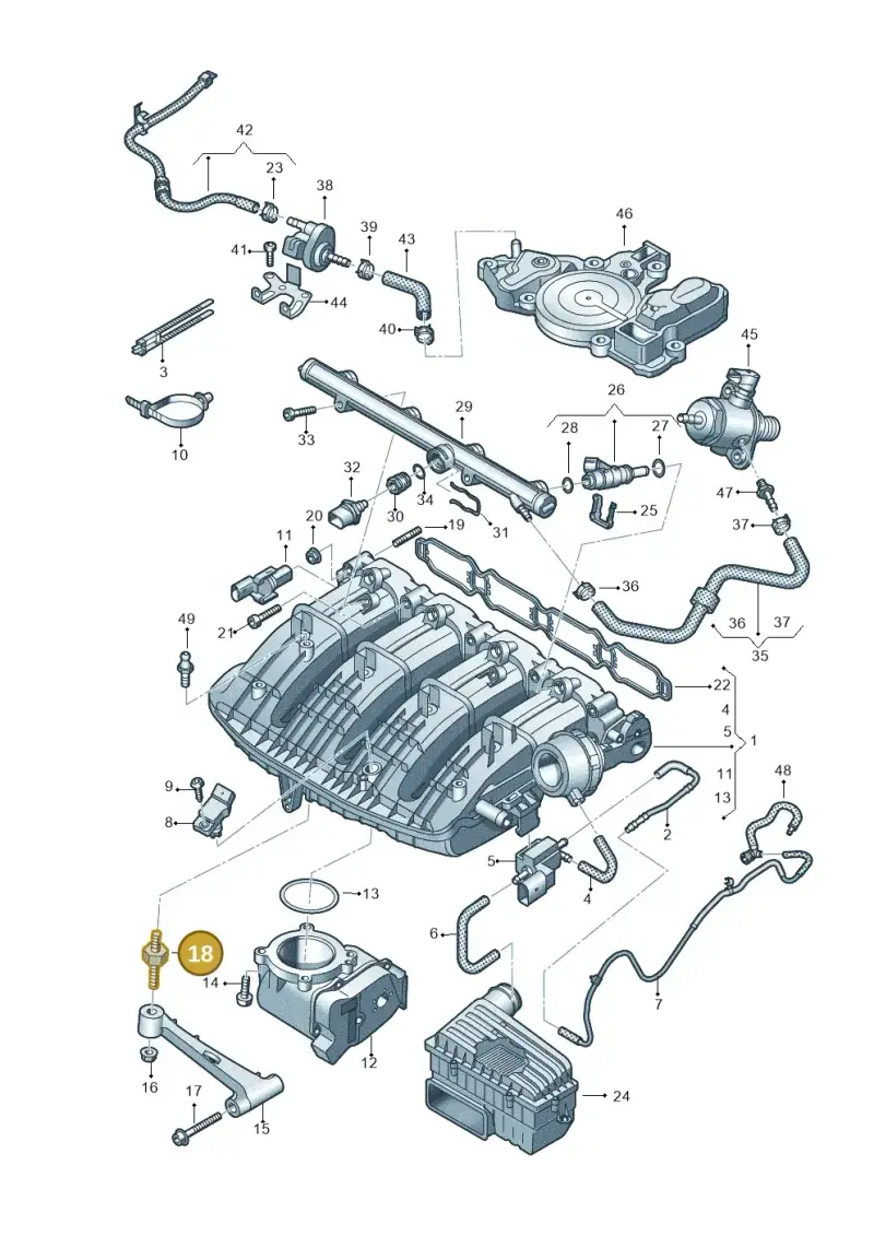06H121273F — Volkswagen Golf 1.4 BlueMotion (2012-2017) diagram 746133100, position 18