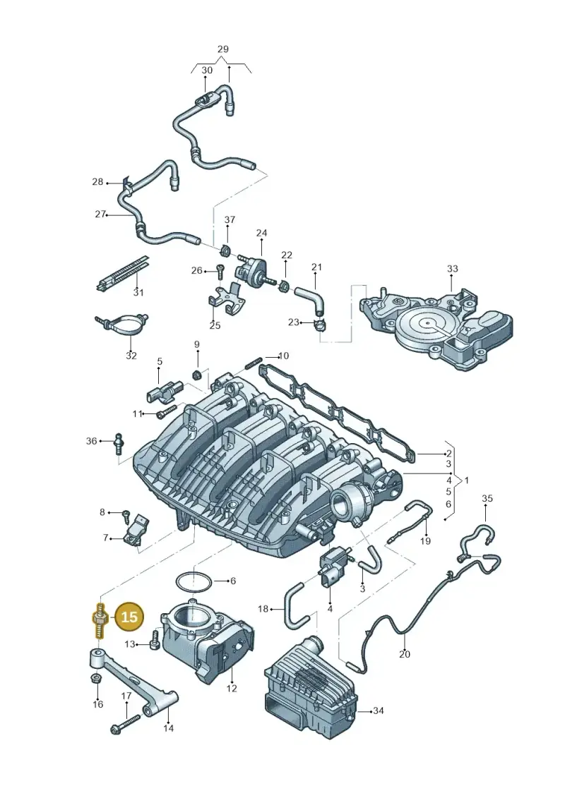 06H121273F — Volkswagen Tiguan 2.0 4Motion (2017-2024) diagram 833133008, position 15