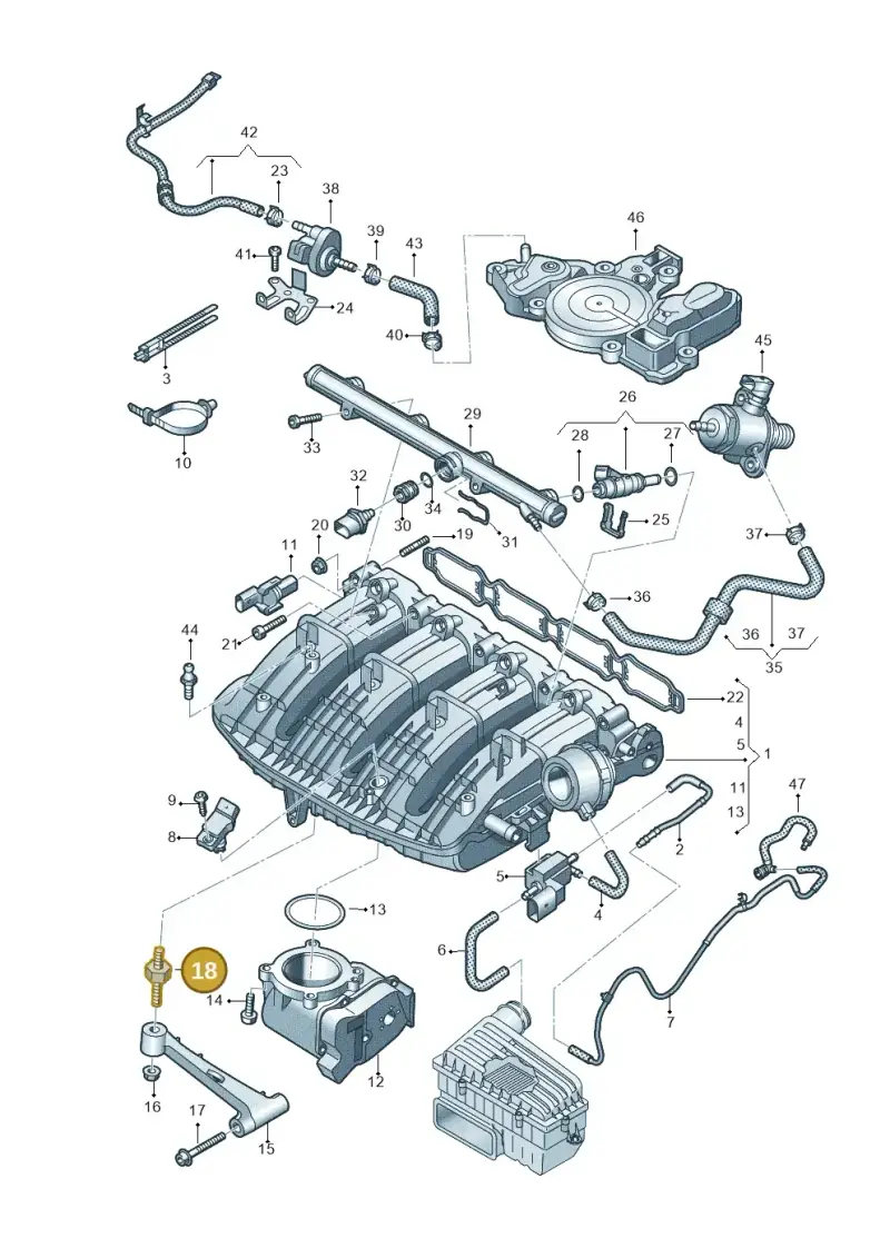 06H121273F — Volkswagen Tiguan 2.0 4Motion (2017-2024) diagram 884133100, position 18