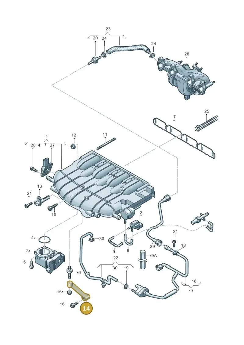 06H129723K — Volkswagen Scirocco 2.0 (2014-2017) diagram 718133300, position 14