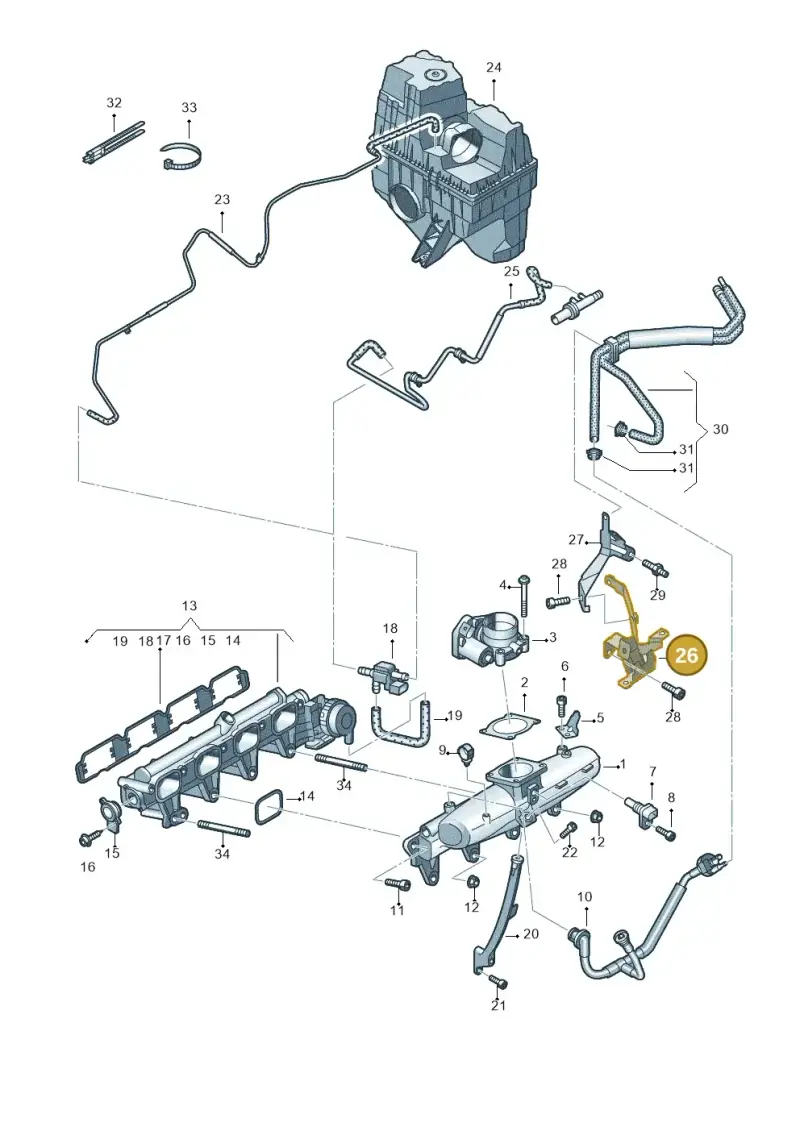 06H133095C — Volkswagen Caravelle (2015-2019) diagram 731133100, position 26