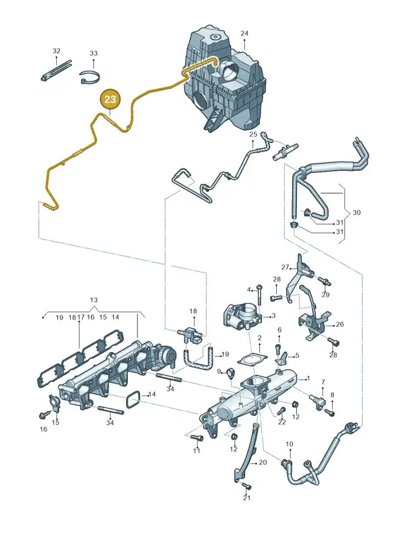 06H133583E — Volkswagen Caravelle (2015-2019) diagram 731133100, position 23