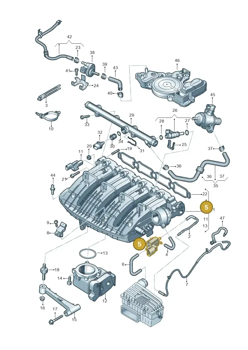 06H906283F — Volkswagen Tiguan 2.0 4Motion (2016-2024) diagram 884133100, position 5