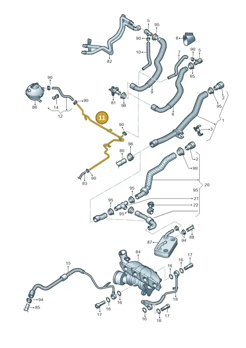 06J121075D — Volkswagen Tiguan 4Motion (2011-2018) diagram 634121290, position 11