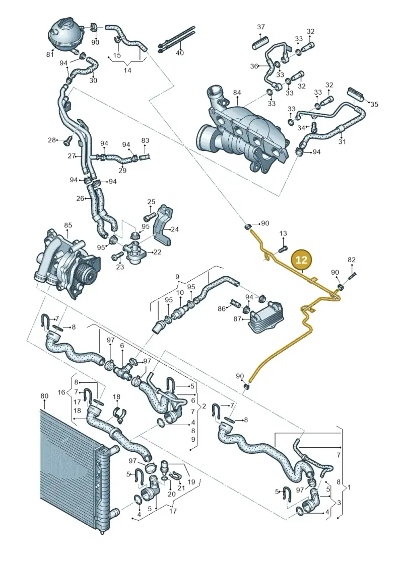 06J121075D — Volkswagen Passat CC (2011-2016) diagram 737121210, position 12