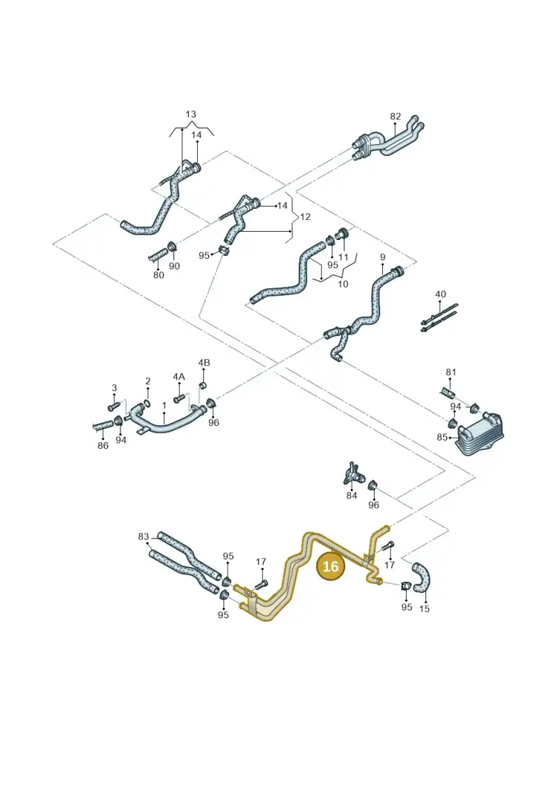 06J121151C — Volkswagen Passat saloon (2010-2015) diagram 645121240, position 16
