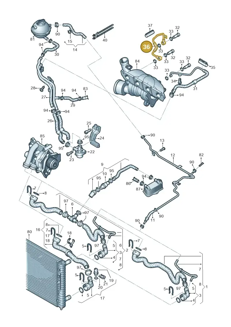 06J121497H — Volkswagen Scirocco 2.0 (2014-2017) diagram 649121240, position 36