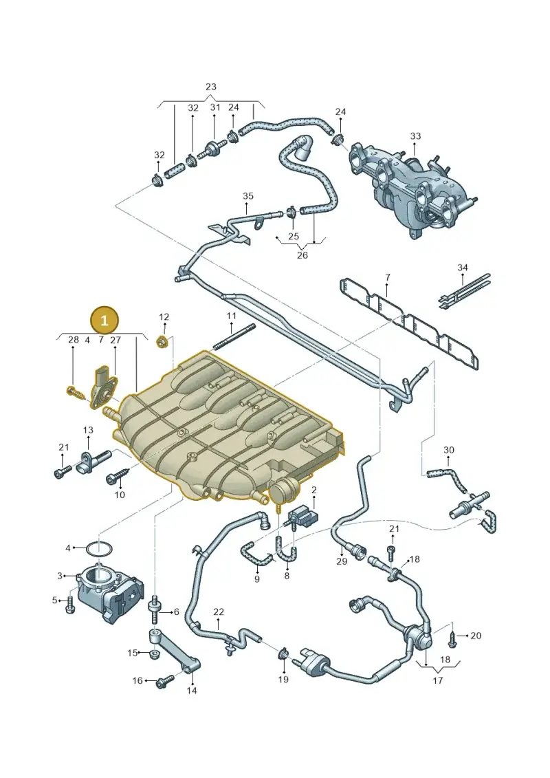 06J133201BH — Volkswagen Tiguan 4Motion (2011-2018) diagram 634133300, position 1