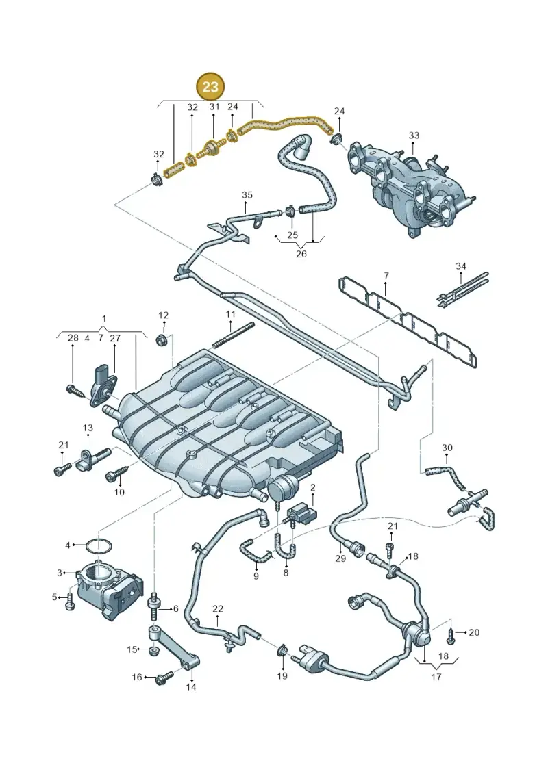06J133781BE — Volkswagen Tiguan 4Motion (2011-2018) diagram 634133300, position 23