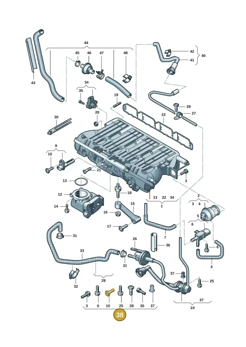 06J198212A — Volkswagen Golf (2009-2014) diagram 617133250, position 38