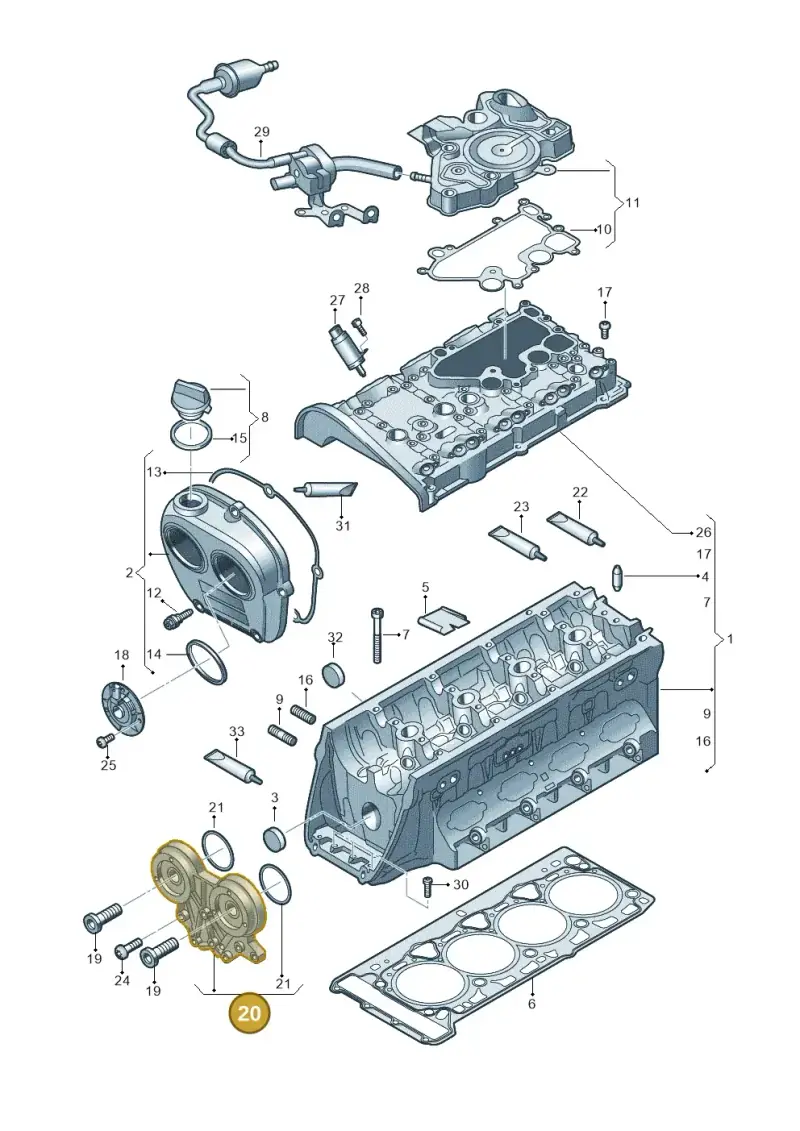 06K103144D — Volkswagen Tiguan 2.0 4Motion (2017-2024) diagram 724103200, position 20
