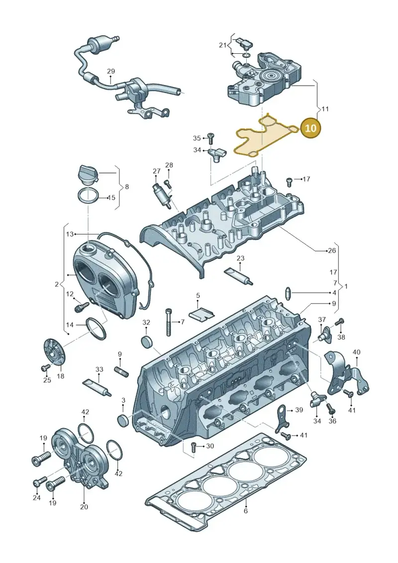 06K103484B — Volkswagen Tiguan 2.0 4Motion (2017-2024) diagram 849103031, position 10