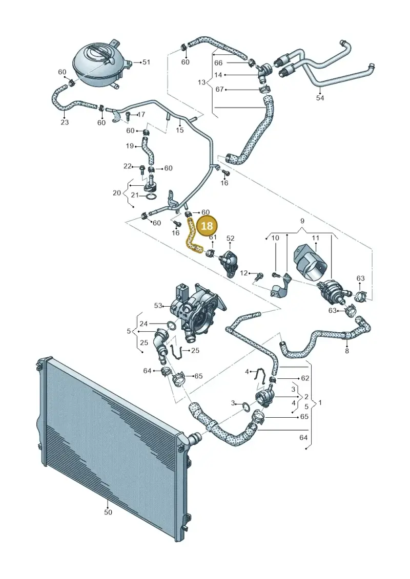 06K121049 — Volkswagen Tiguan 2.0 4Motion (2017-2024) diagram 597121089, position 18