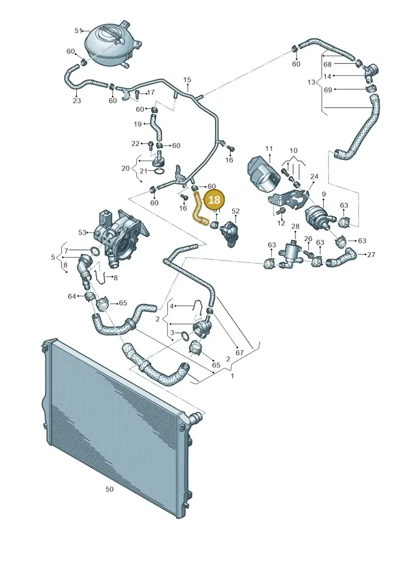 06K121049A — Volkswagen Golf 2.0 BlueMotion (2019-2024) diagram 827121050, position 18