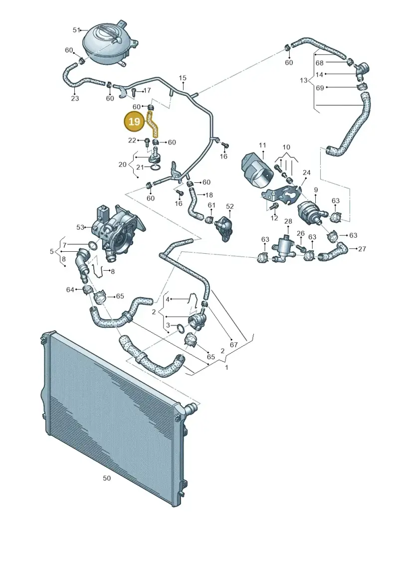 06K121051M — Volkswagen Golf 2.0 BlueMotion (2019-2024) diagram 827121050, position 19