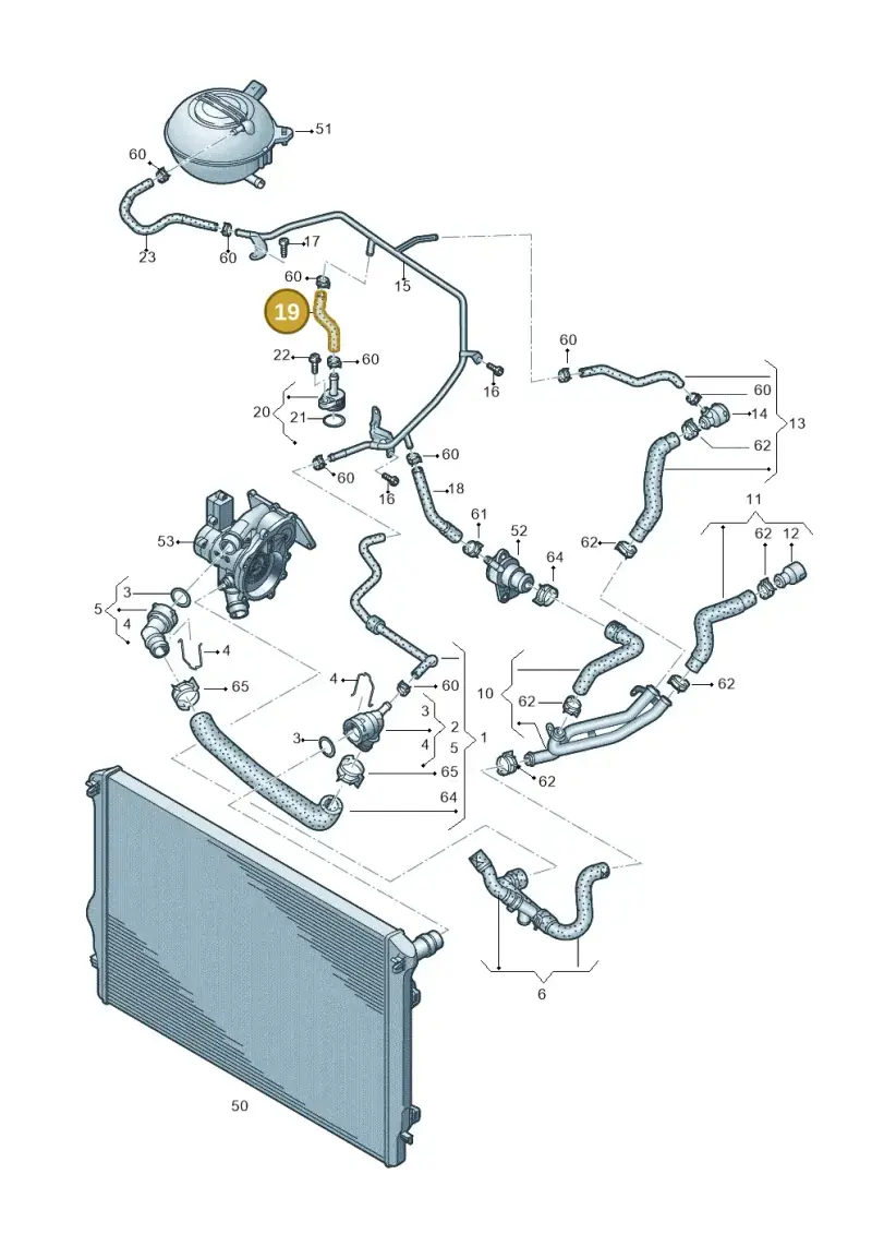 06K121059F — Volkswagen New Passat (2015-2022) diagram 691121430, position 19