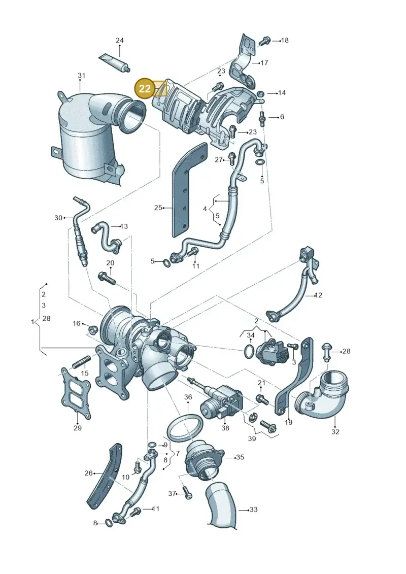 06K129597C — Volkswagen Tiguan 2.0 4Motion (2017-2024) diagram 496145052, position 22