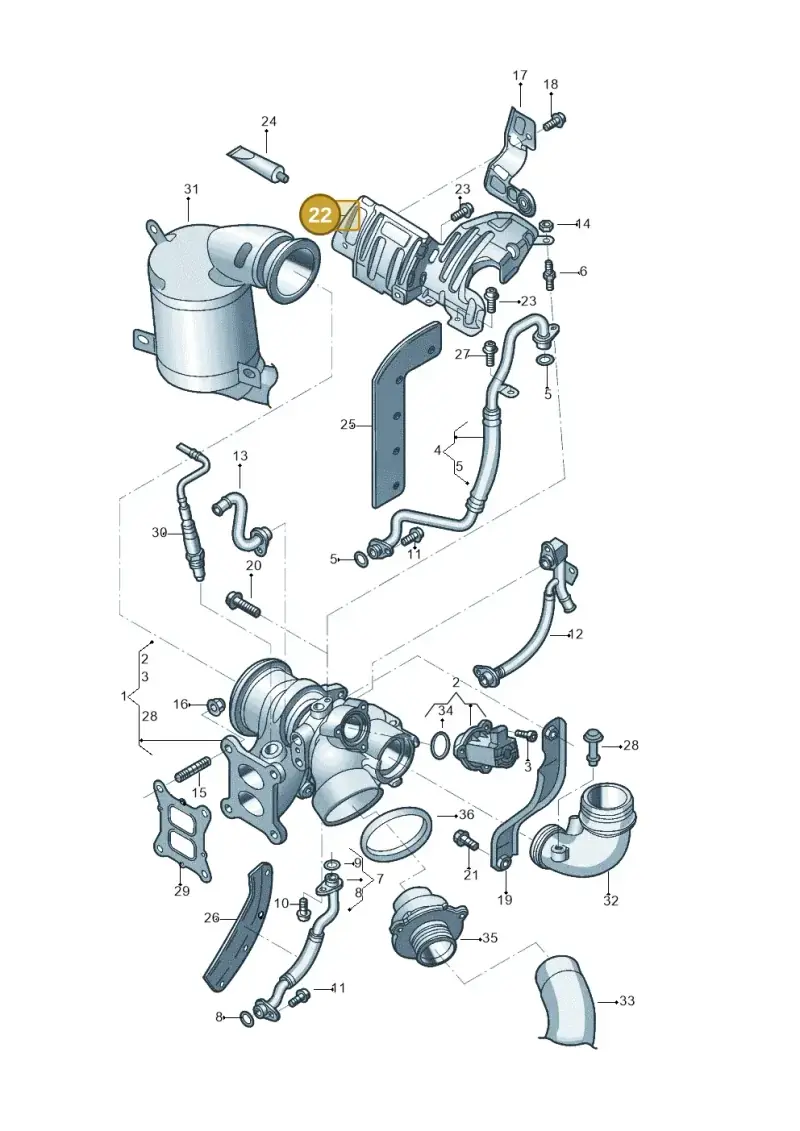 06K129597C — Volkswagen Golf 1.4 BlueMotion (2014-2017) diagram 496145520, position 22