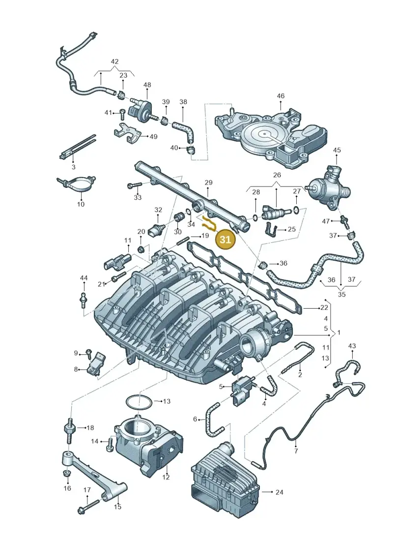 06K133047C — Volkswagen Golf 2.0 (2016-2020) diagram 773133300, position 31