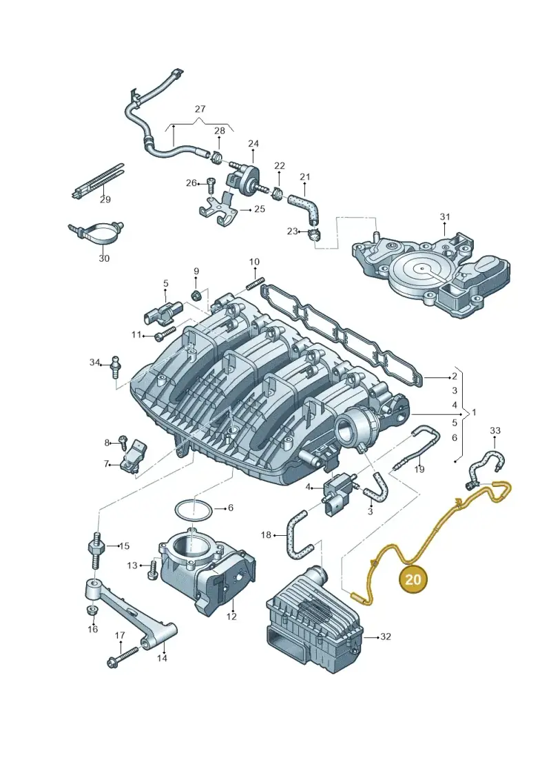 06K133241AC — Volkswagen Tiguan 2.0 4Motion (2017-2024) diagram 691133200, position 20