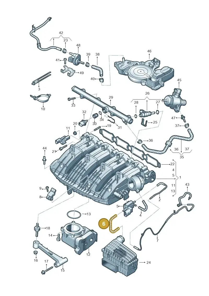 06K133583C — Volkswagen Polo 1.4 BlueMotion (2014-2017) diagram 773133300, position 6