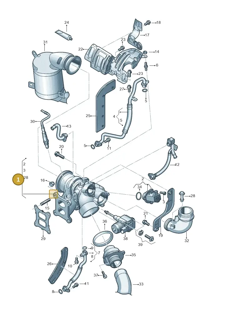 06K145874T — Volkswagen Tiguan 2.0 4Motion (2017-2024) diagram 496145052, position 1