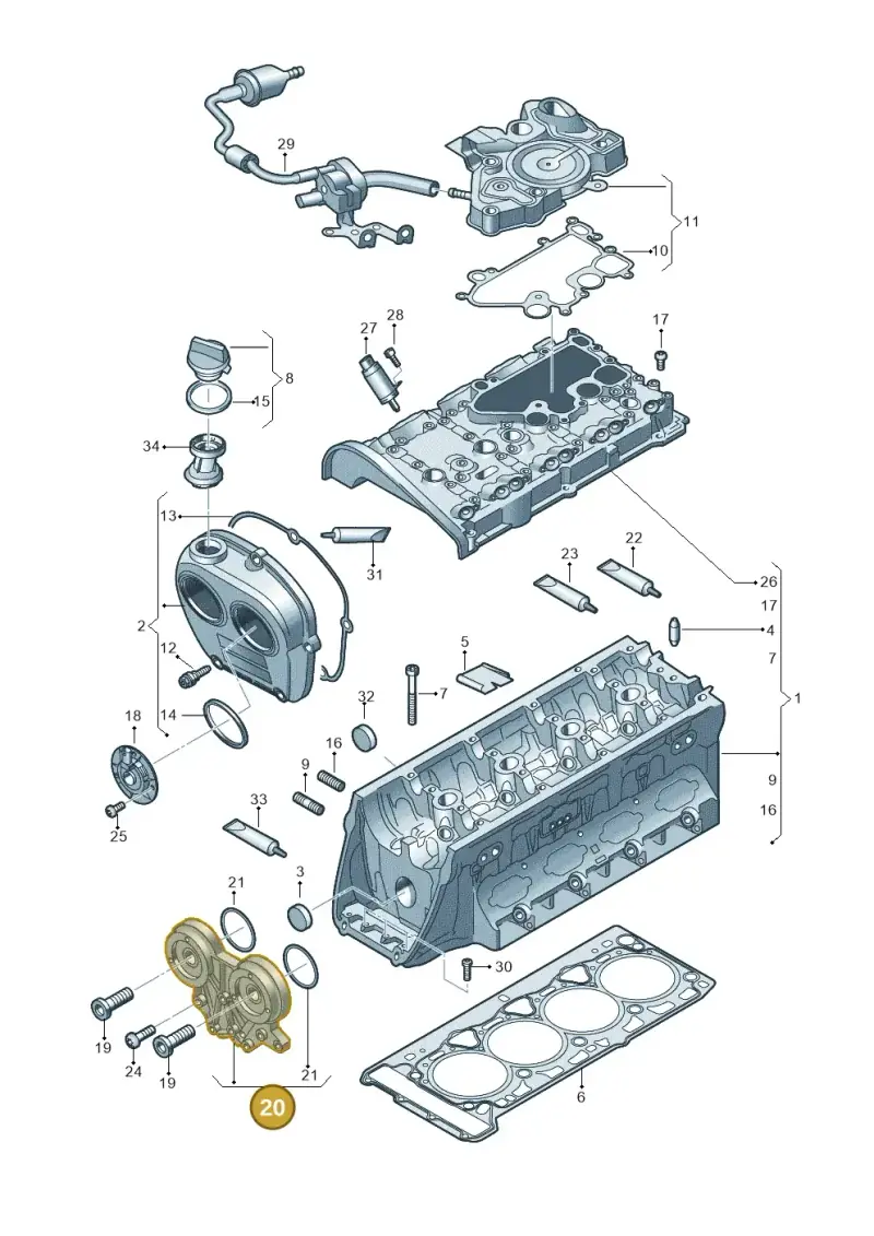 06L103144L — Volkswagen Tiguan 2.0 4Motion (2017-2024) diagram 863103500, position 20
