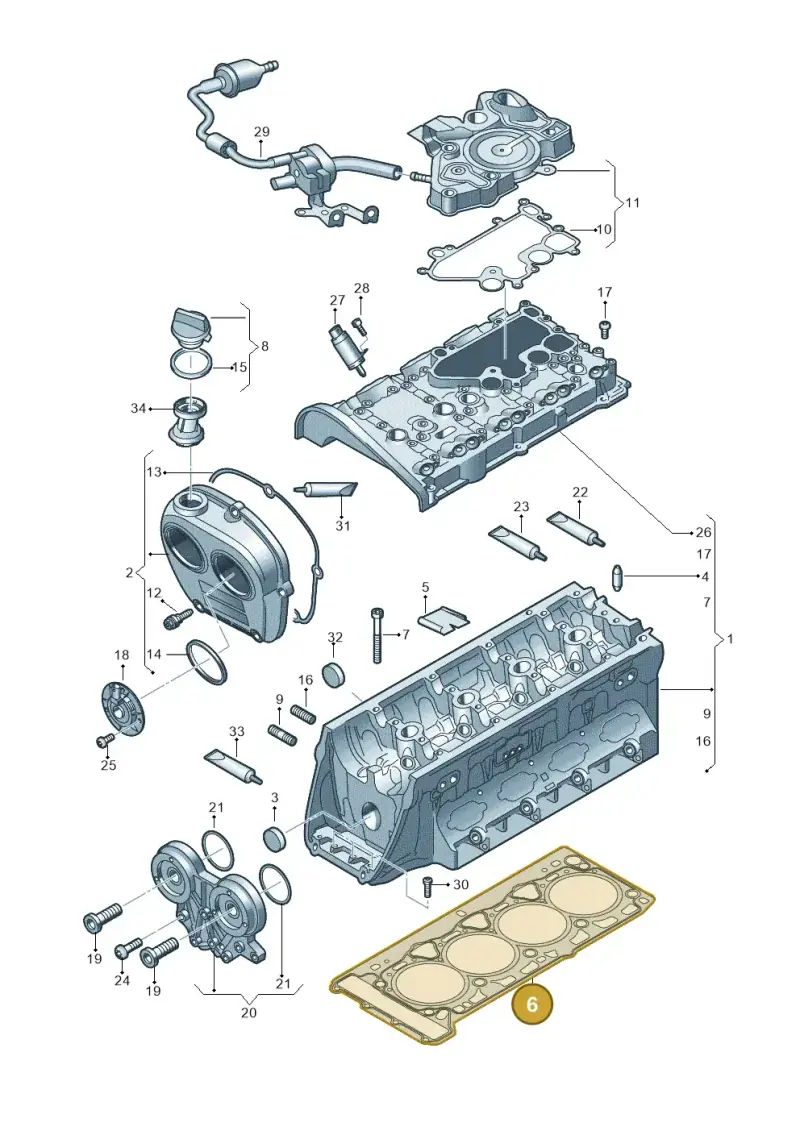 06L103383B — Volkswagen Tiguan 2.0 4Motion (2017-2024) diagram 863103500, position 6