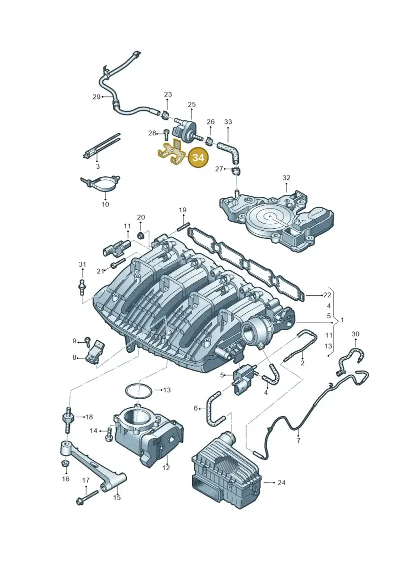 06L133519B — Volkswagen T-Roc BlueMotion (2017-2024) diagram 796133100, position 34