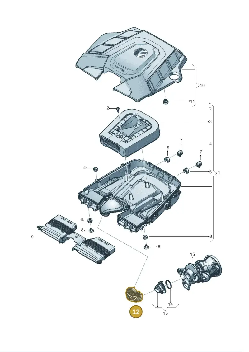 06M129740D — Volkswagen Touareg (2017-2023) diagram 439129050, position 12