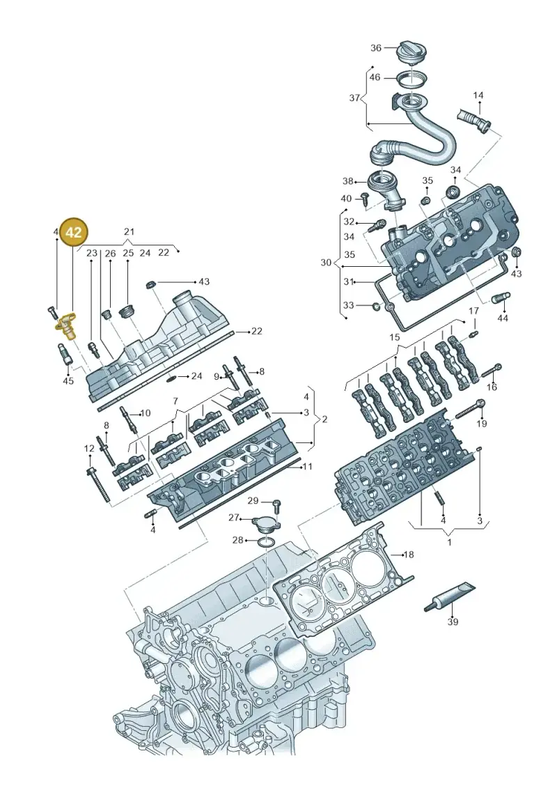 06M907601G — Volkswagen Touareg (2017-2023) diagram 439103061, position 42