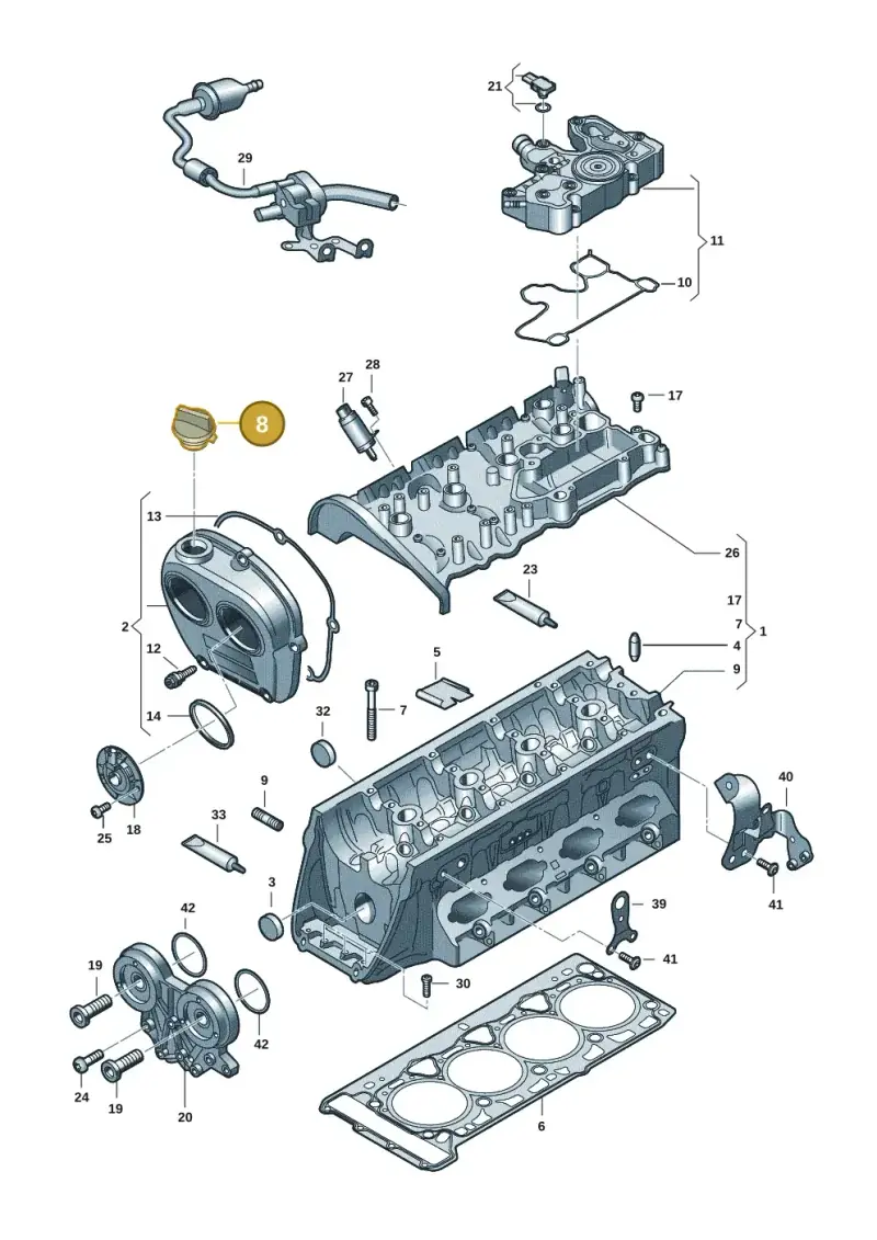 06Q103485D — Volkswagen Tiguan 2.0 (2023-) diagram 5h0103049, position 8