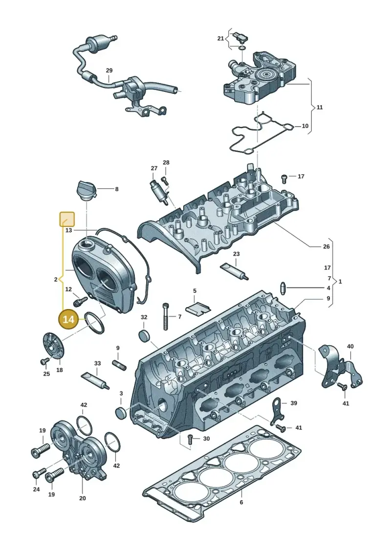 06Q103583A — Volkswagen Tiguan 2.0 (2023-) diagram 5h0103049, position 14