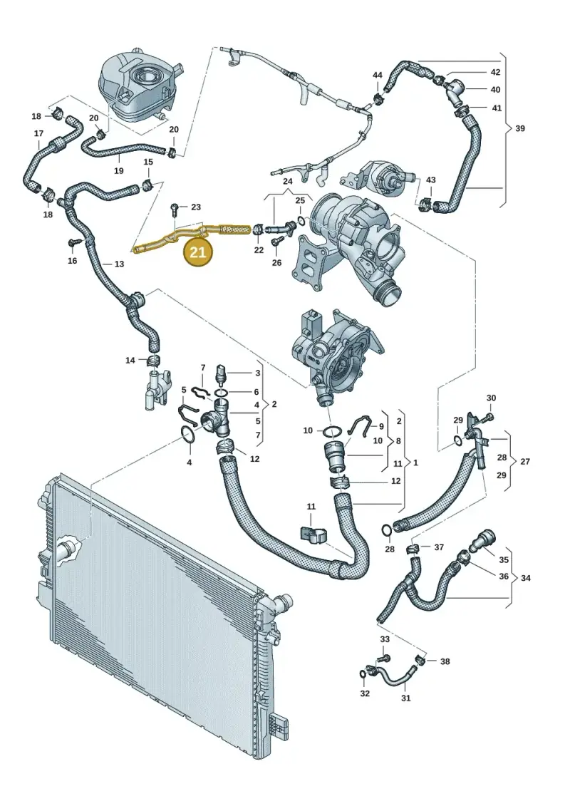 06Q121085E — Volkswagen Polo 1.0 BlueMotion (2017-2024) diagram 837121422, position 21