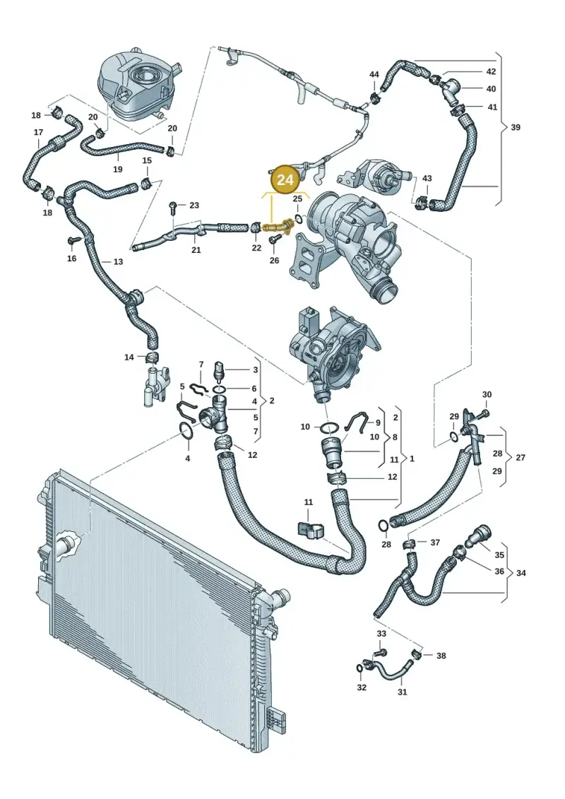06Q121492 — Volkswagen Polo 1.0 BlueMotion (2017-2024) diagram 837121422, position 24