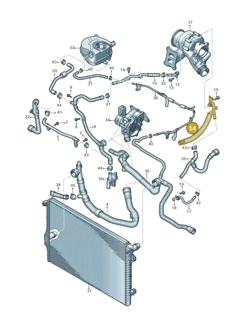 06Q121497F — Volkswagen Golf 2.0 BlueMotion (2019-2024) diagram 884121440, position 14