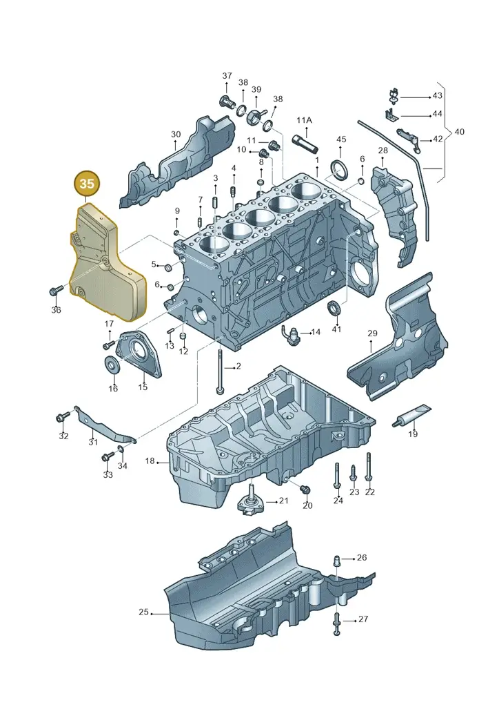 070103905A — Volkswagen Touareg 08> (2007-) diagram 410103300, position 35