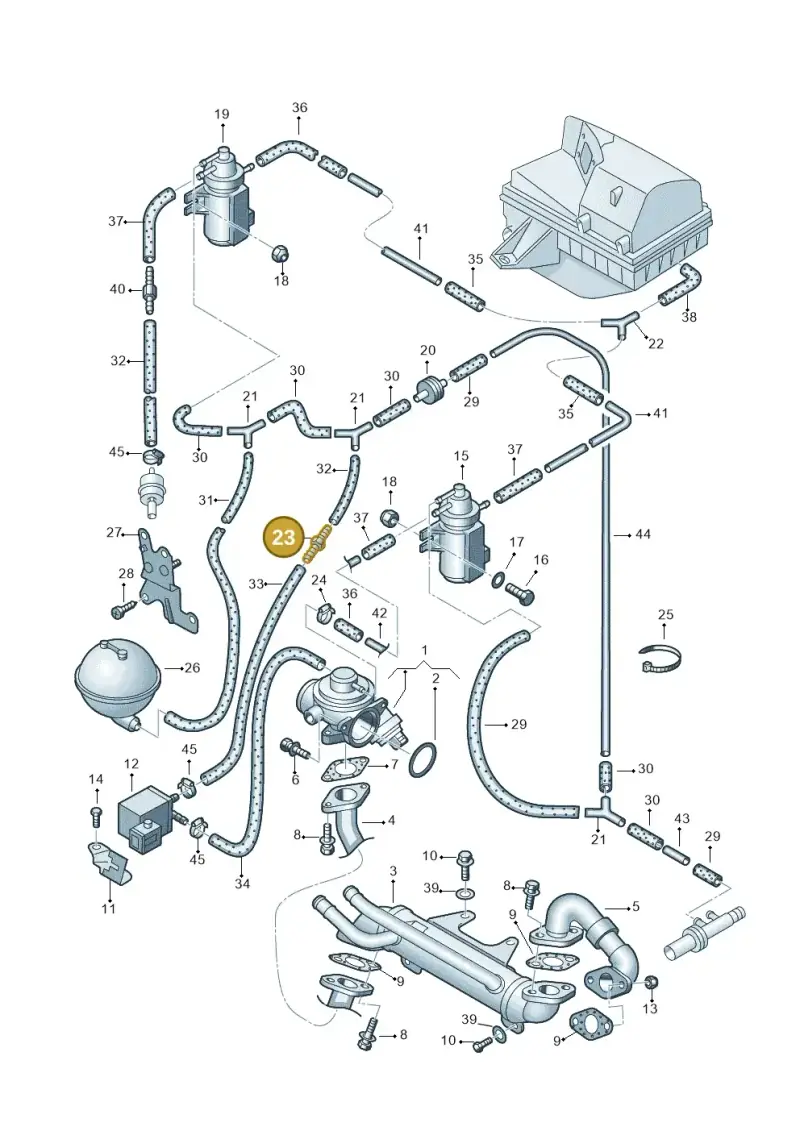 073133382 — Volkswagen PASSAT/4MOTION/W8 (2002-2005) diagram 195131150, position 23