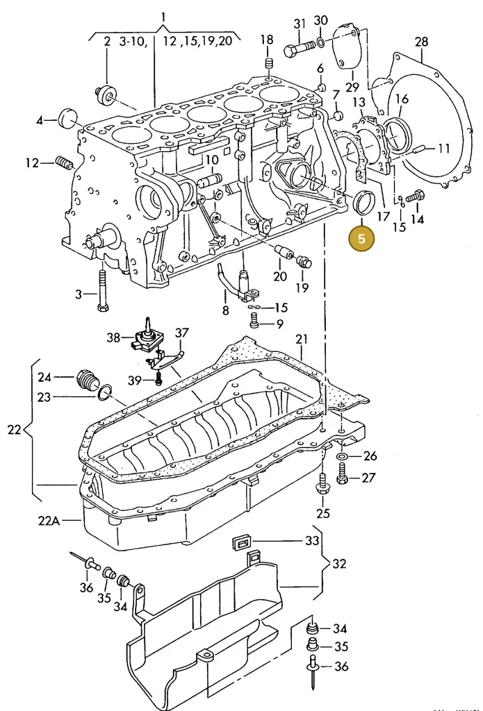 074103113A — Volkswagen LT, LT 4X4 (2003-2006) diagram 117103300, position 5