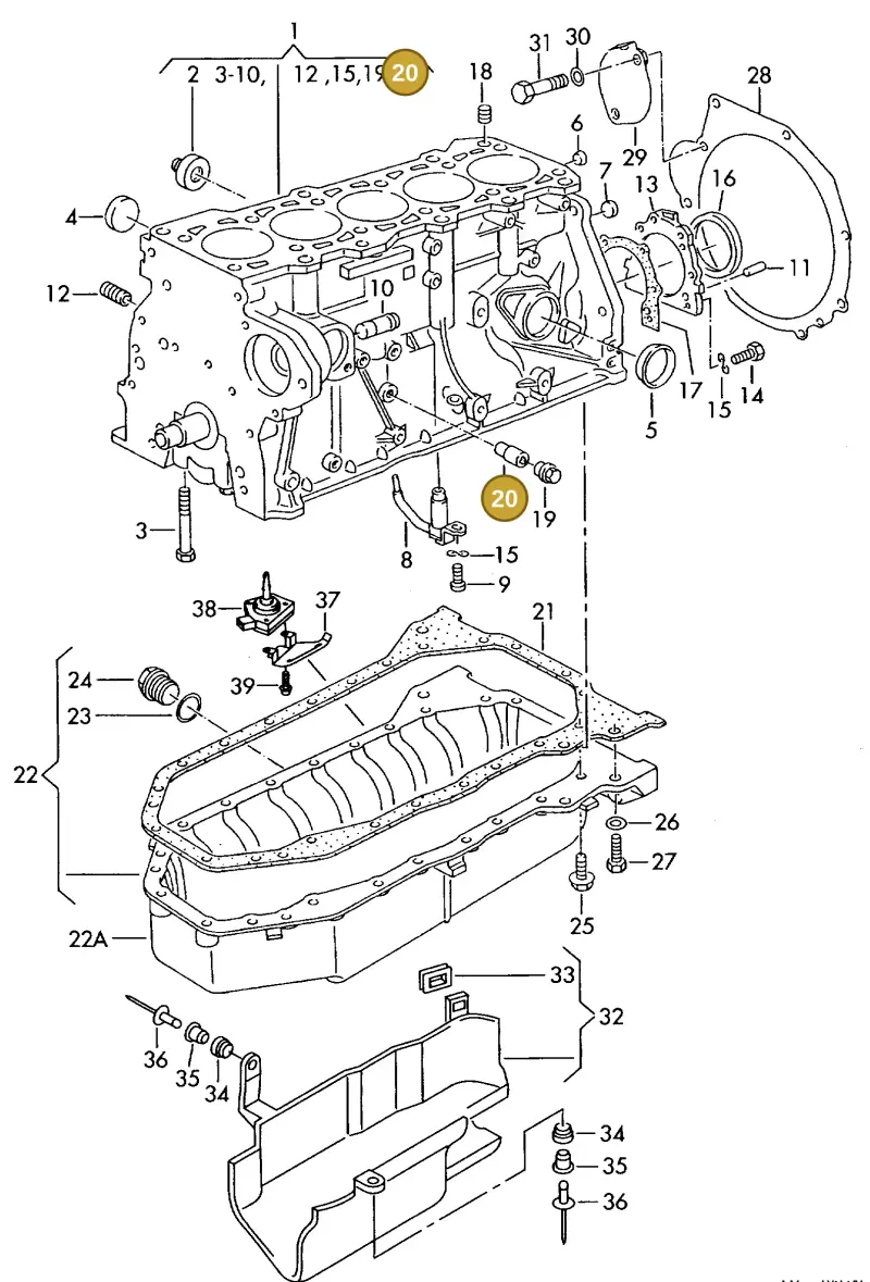 074103179 — Volkswagen LT, LT 4X4 (2003-2006) diagram 117103300, position 20