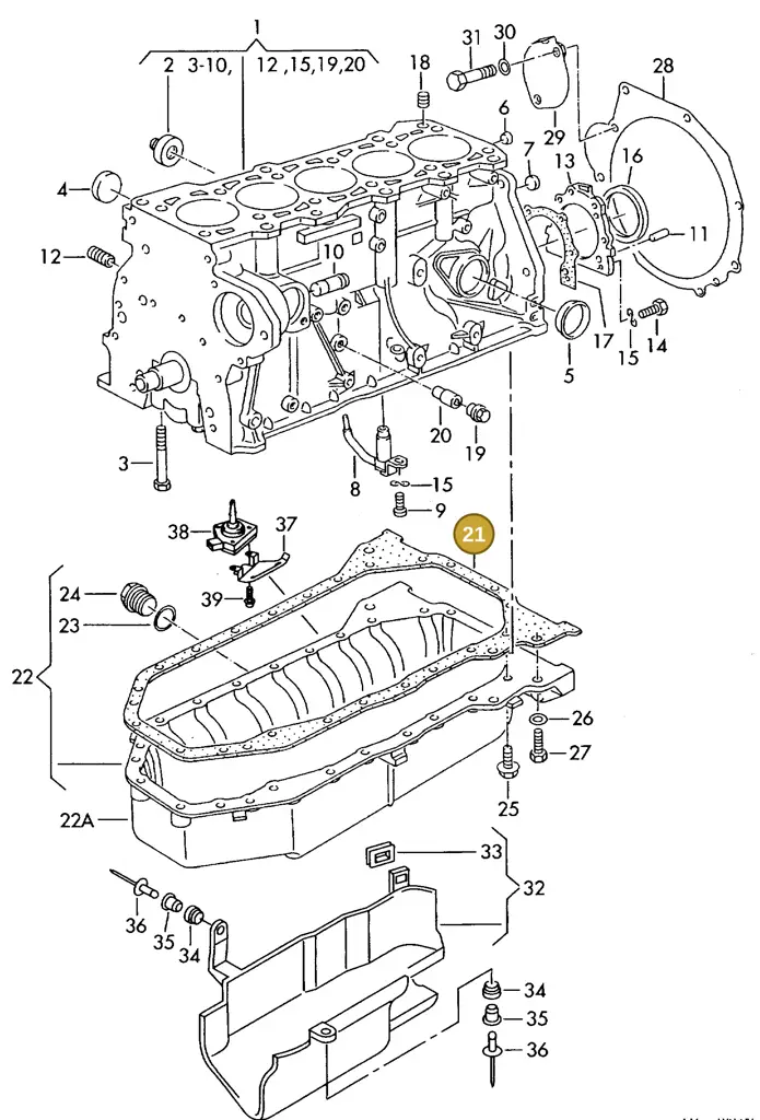 074103609H — Volkswagen LT, LT 4X4 (2003-2006) diagram 117103300, position 21
