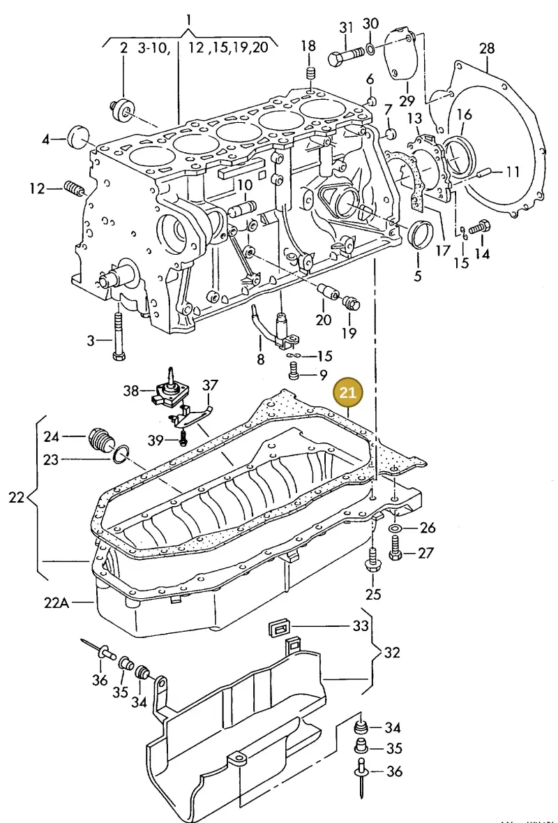 074103609H — Volkswagen LT, LT 4X4 (2003-2006) diagram 117103300, position 21