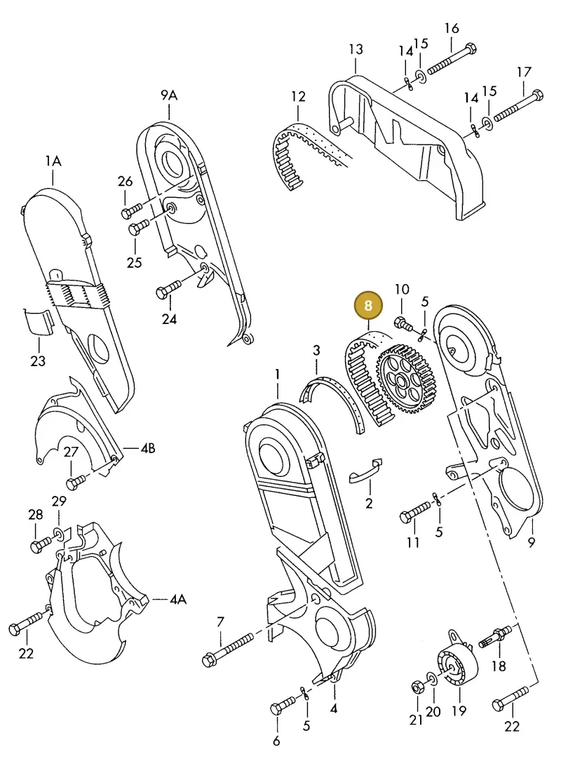 074109119R — Volkswagen Transporter syncro (1992-1995) diagram 163109700, position 8
