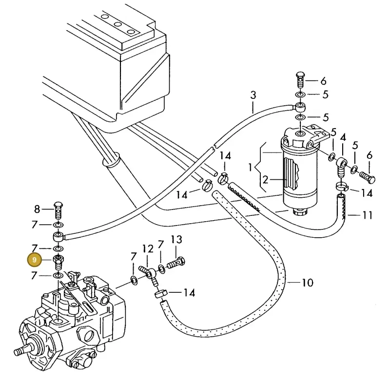 074130349 — Volkswagen DIES.-IND.-MOT.1,9>2,0 (1990-2007) diagram 423127000, position 9