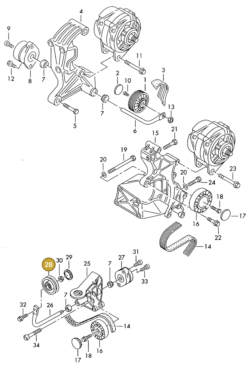 074145278F — Volkswagen TRANSPORTER SYNCRO (1996-2003) diagram 163903620, position 28