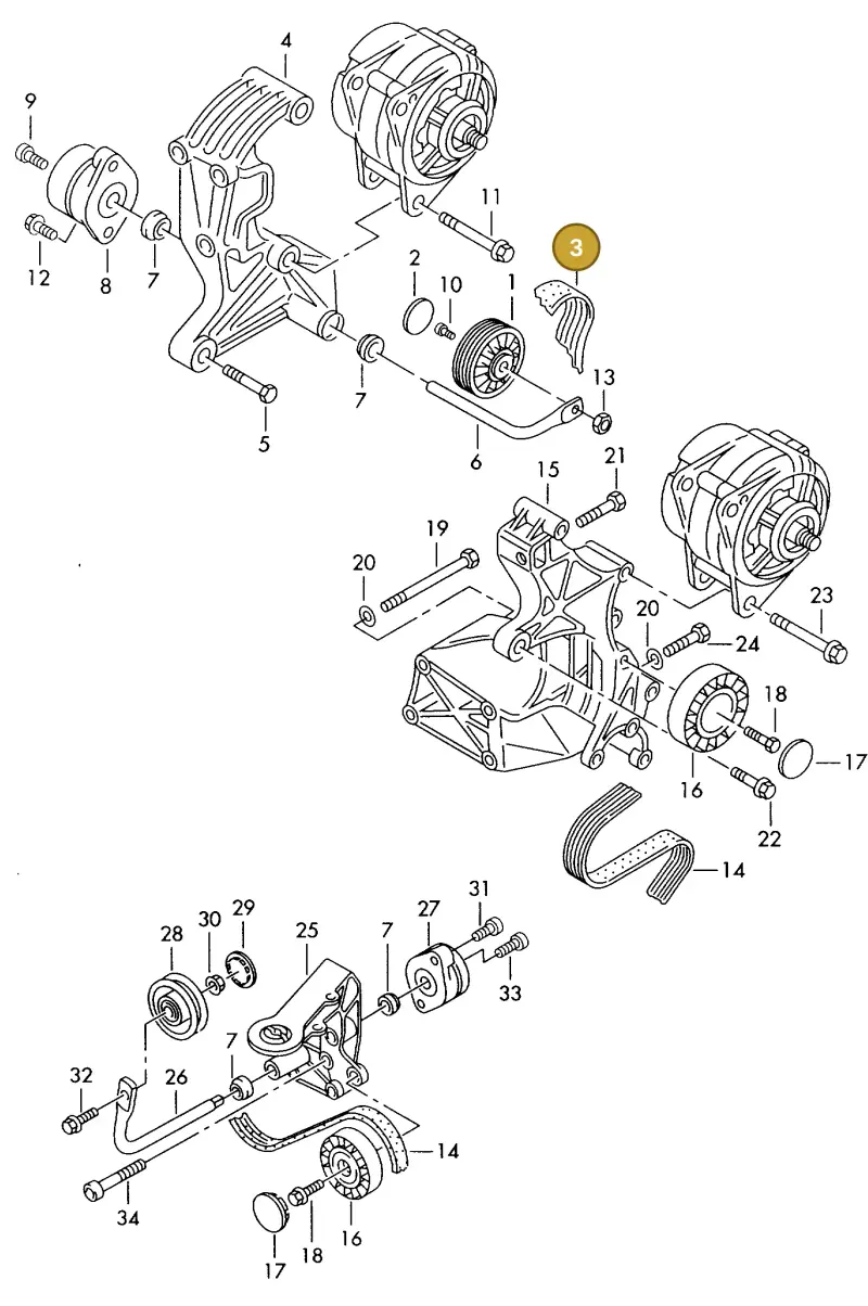 074145933AR — Volkswagen TRANSPORTER SYNCRO (1996-2003) diagram 163903620, position 3