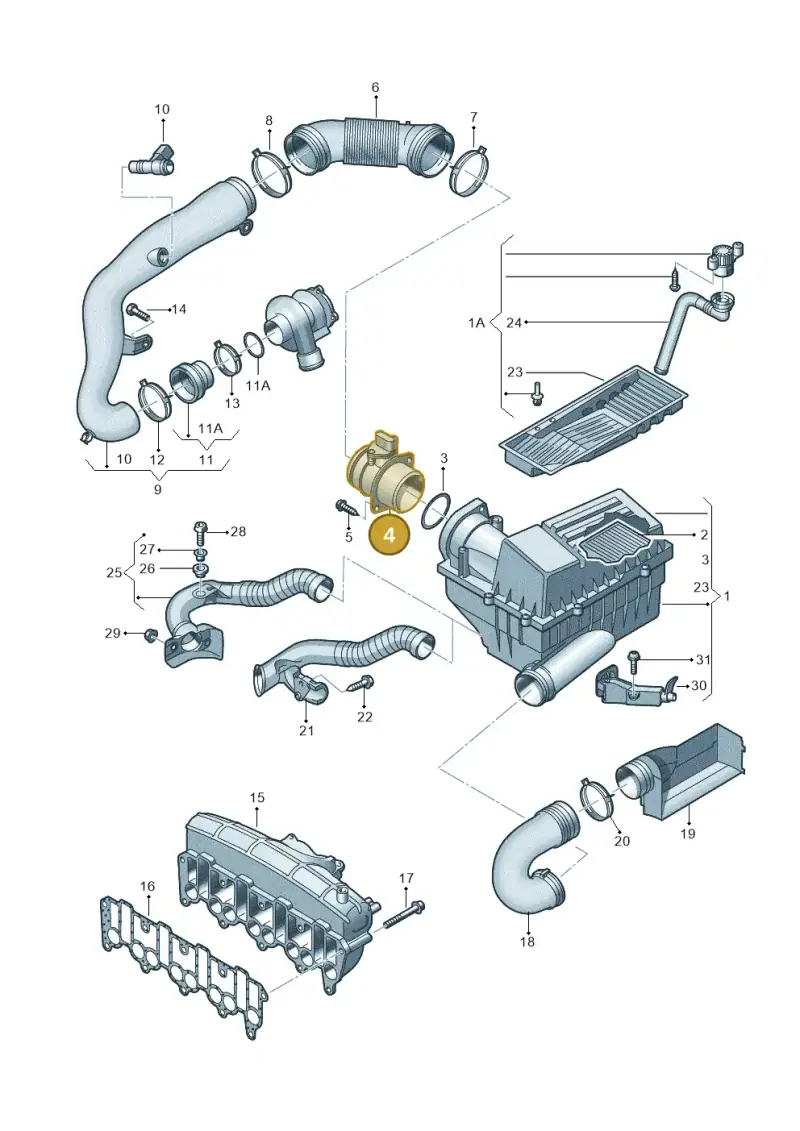 074906461B — Volkswagen Touran 1.9 (2008-2010) diagram 658129050, position 4