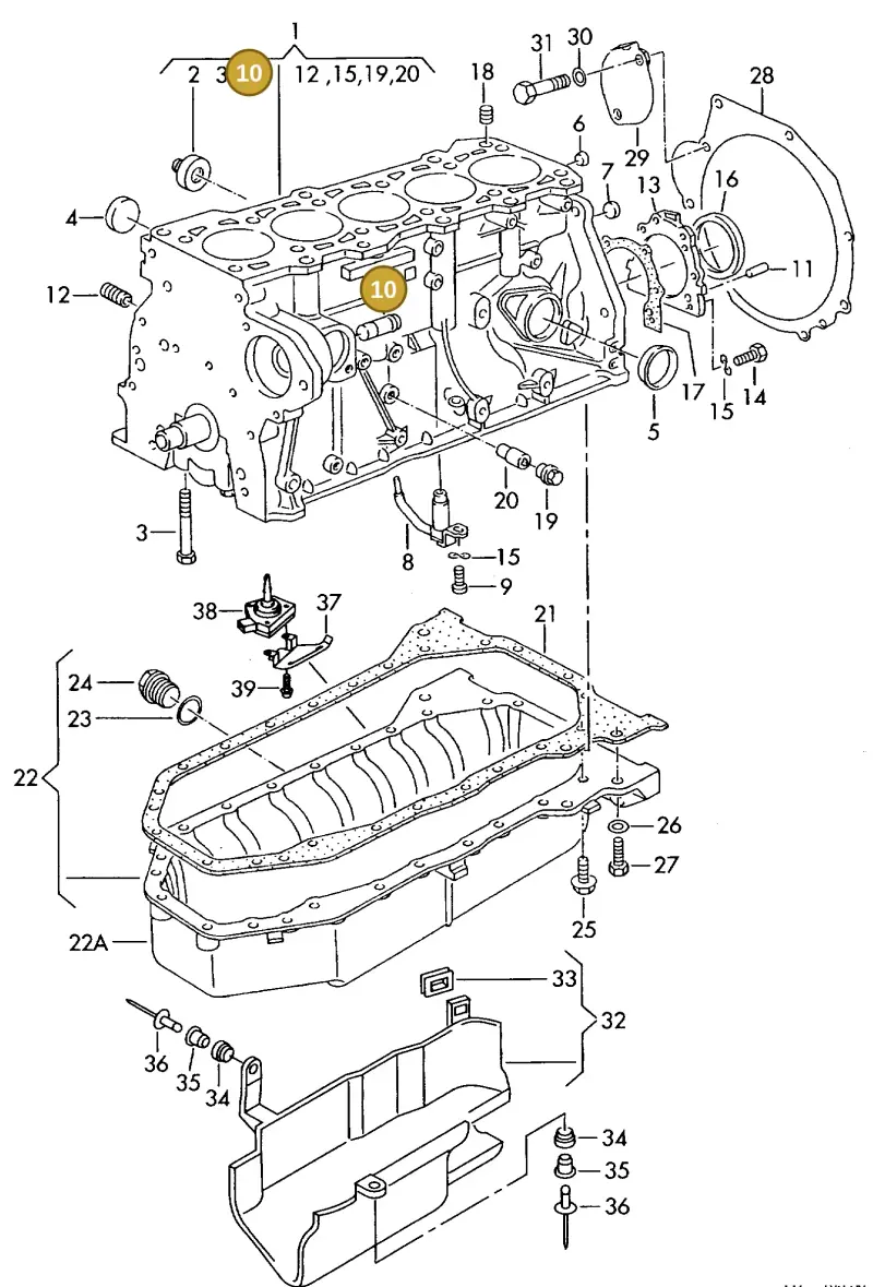 076121137A — Volkswagen LT, LT 4X4 (2003-2006) diagram 117103300, position 10