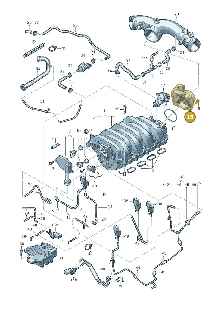077133062A — Volkswagen Touareg BlueMotion (2014-2018) diagram 693133600, position 15