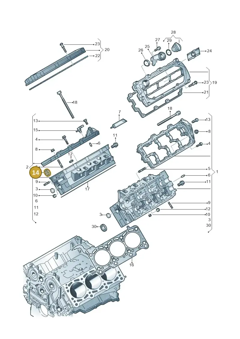 078103113E — Volkswagen Phaeton 4motion (2010-2016) diagram 258103350, position 14